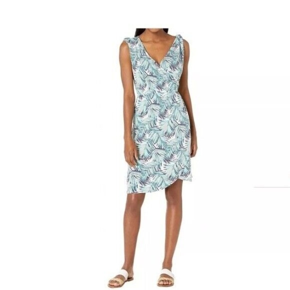 Royal Robbins Noe Cross-Over Palm Print‎ Dress Sleeveless Soft Travel Large